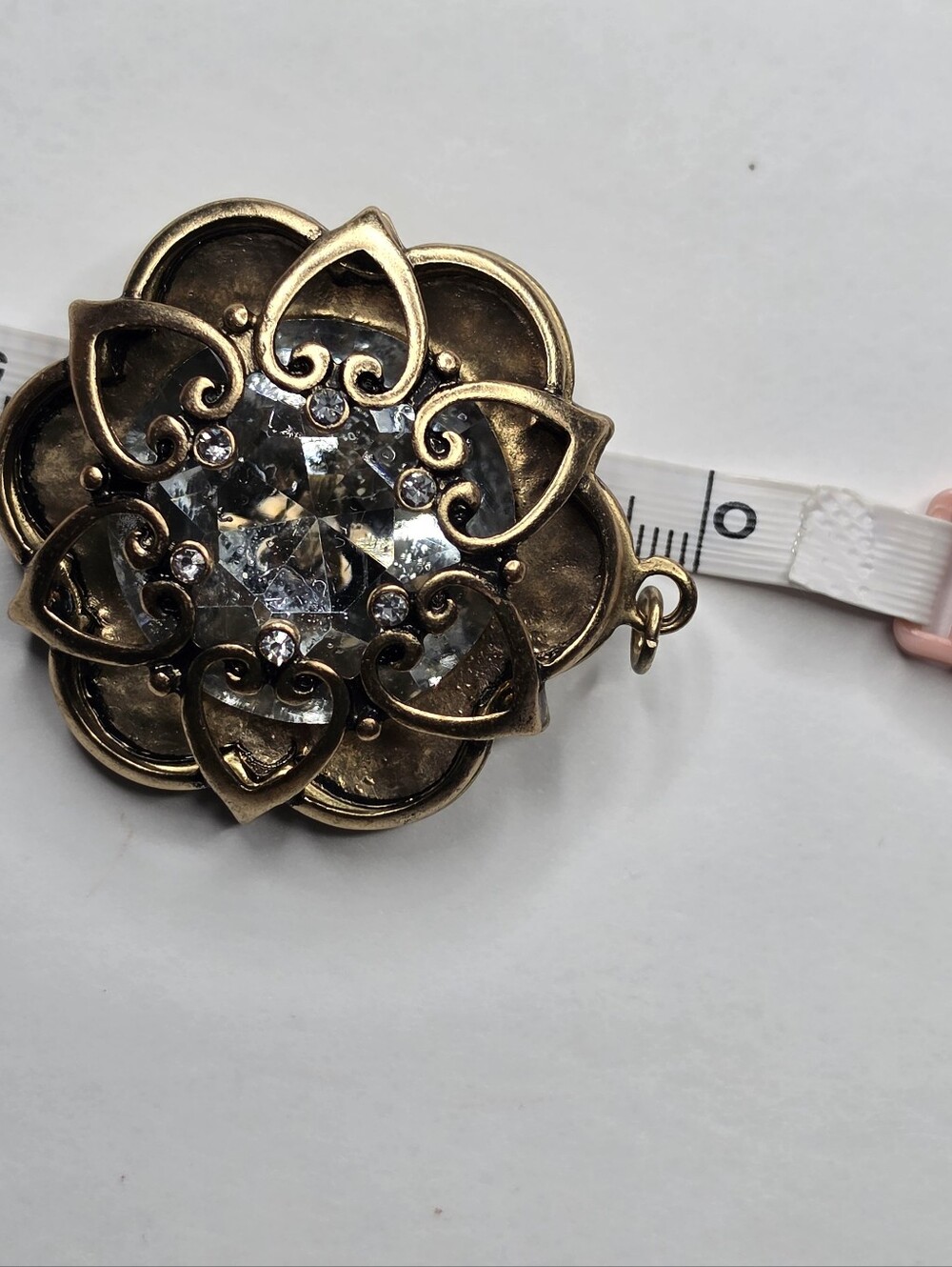 Vintage Gold Tone Large Crystal Rhinestone Heart Statement Pendant - Picture 8 of 8